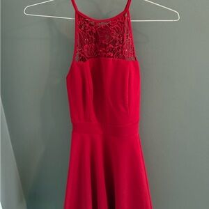 Emerald Sundae Red Lace Mini Dress